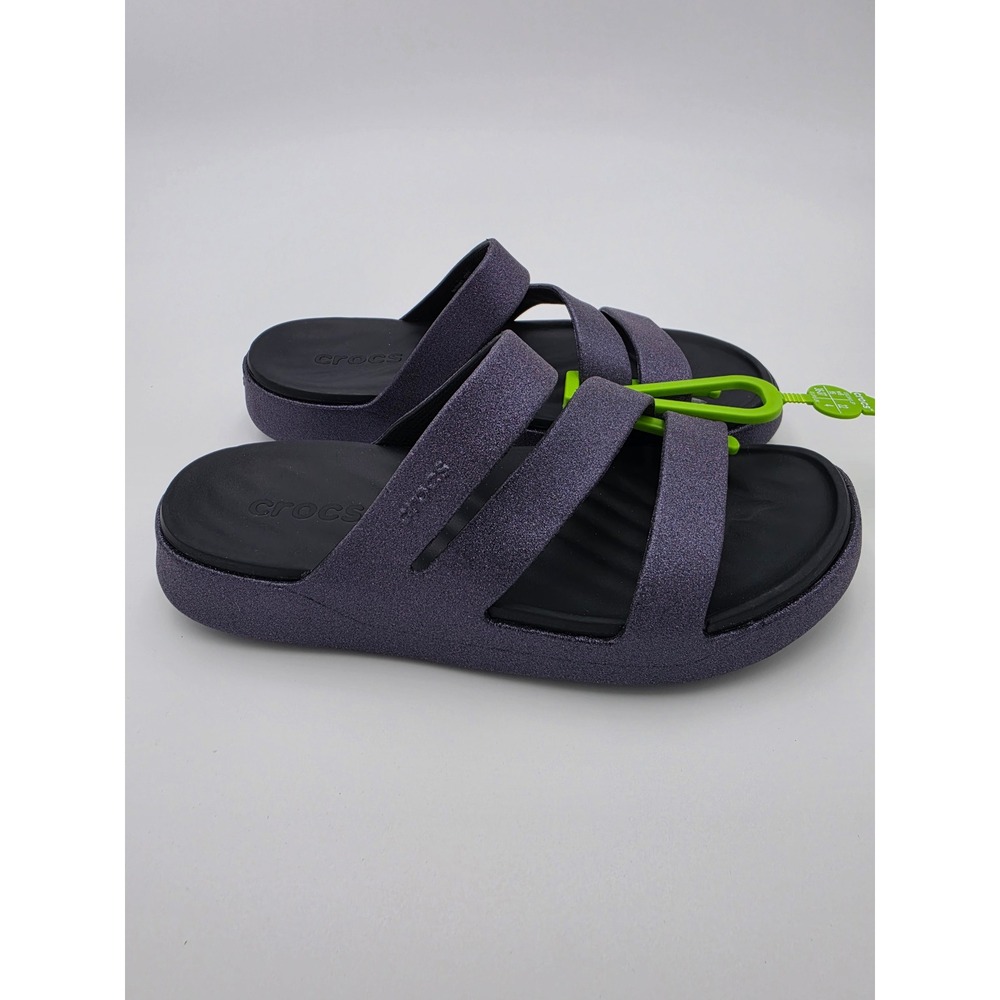 Crocs Getaway Glimmer Strappy Sandals Purple Slides womens size 6, NWT